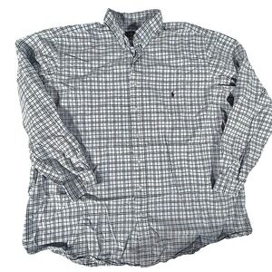 Ralph Lauren Button Shirt 2XLT TALL LS Blue Yellow Plaid Classic Fit‎ Vintage